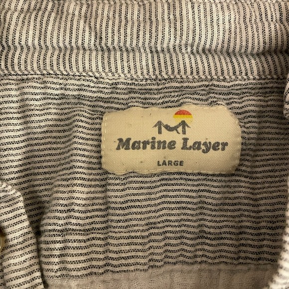 Marine Layer Shirt Mens Large Button Up Long Sleeve Black Stripe - Picture 6 of 6